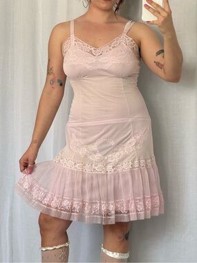 ౨ৎ vintage blush pink lace slip dress ⋆